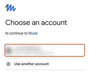 Muse screen: Pick your account